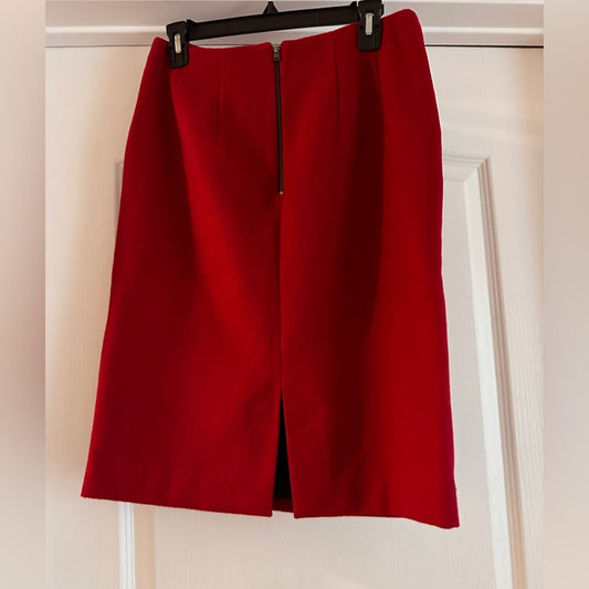 🍷Kika Loannidou vintage red wool fleece pencil skirt size medium