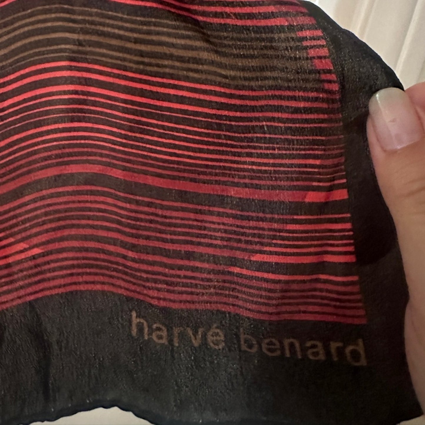 Harve Bernard black and pink multicolored silk satin scarf