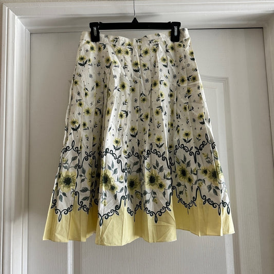 Ann Louise Roswald vintage cotton floral knee length skirt size medium