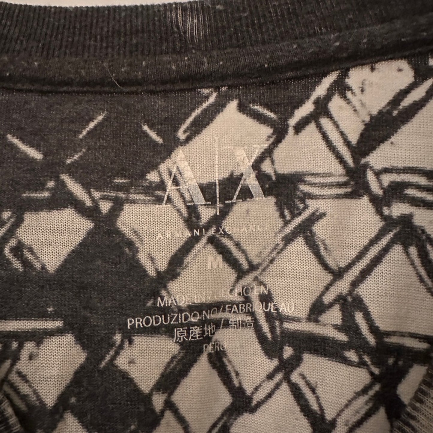 Armani Exchange grey geometric burnout tee size medium