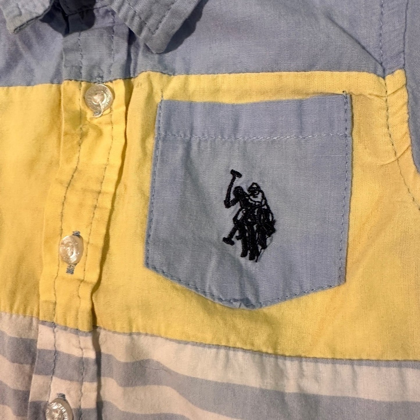 US polo Assn button down color block and striped shirt size 18m