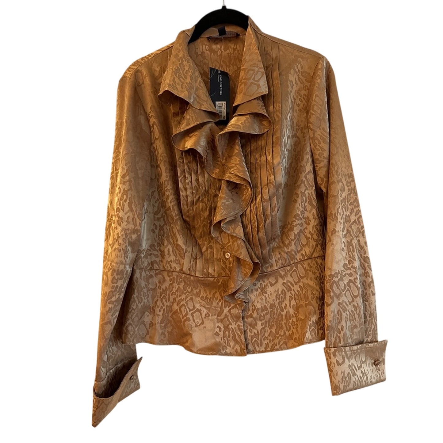NWT Jones New York ruffle animal print blouse size small