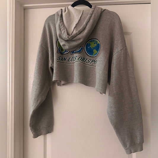 Hanes San Luis Obispo (SLO) grey cropped hoodie size XL
