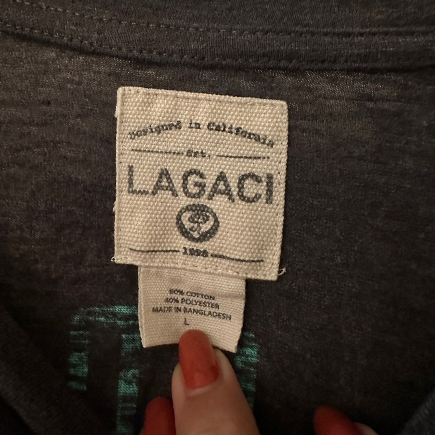 🍷LAGACI grey cropped long sleeve shirt size large