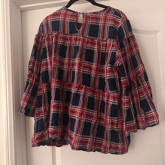 Love + Harmony red navy and white plum flannel blouse size large