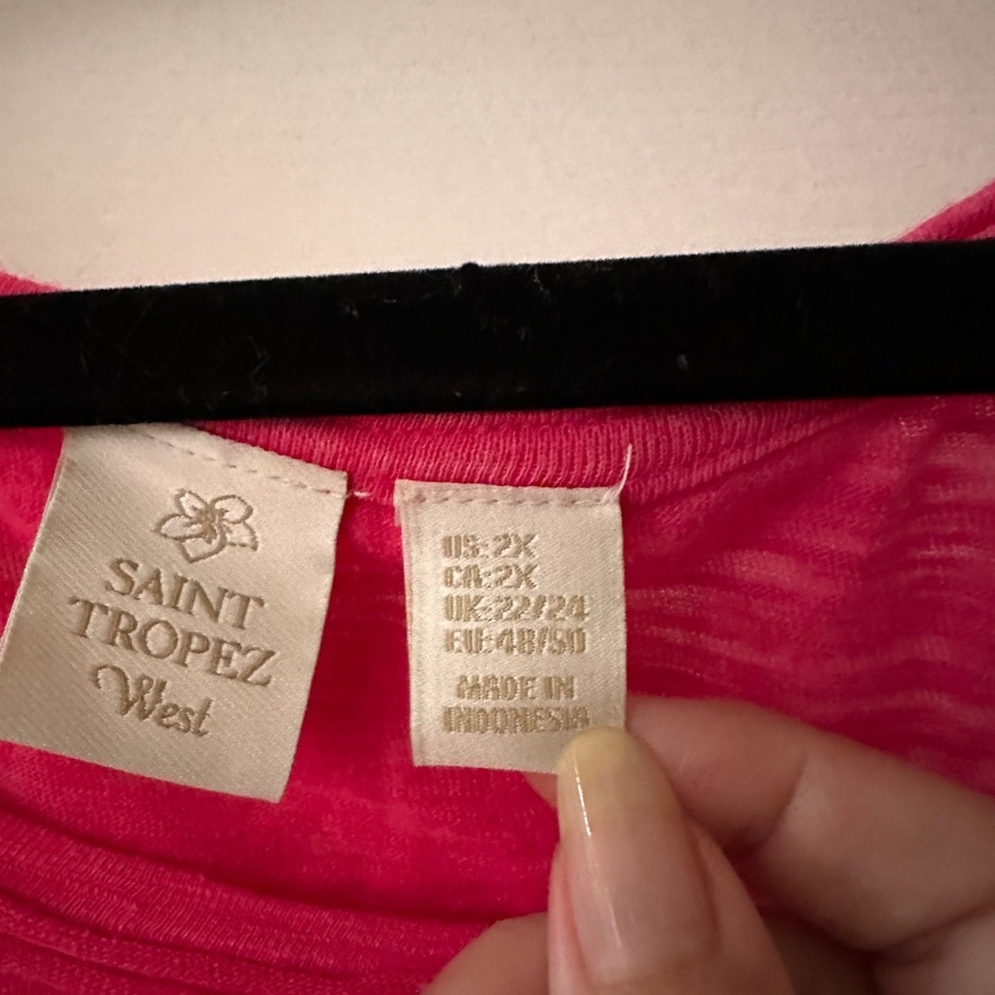 🍷Saint Tropez West bright pink ss tee shirt size 2X