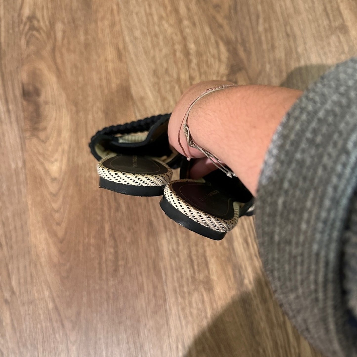 Zara Black and cream woven mule sides size 38