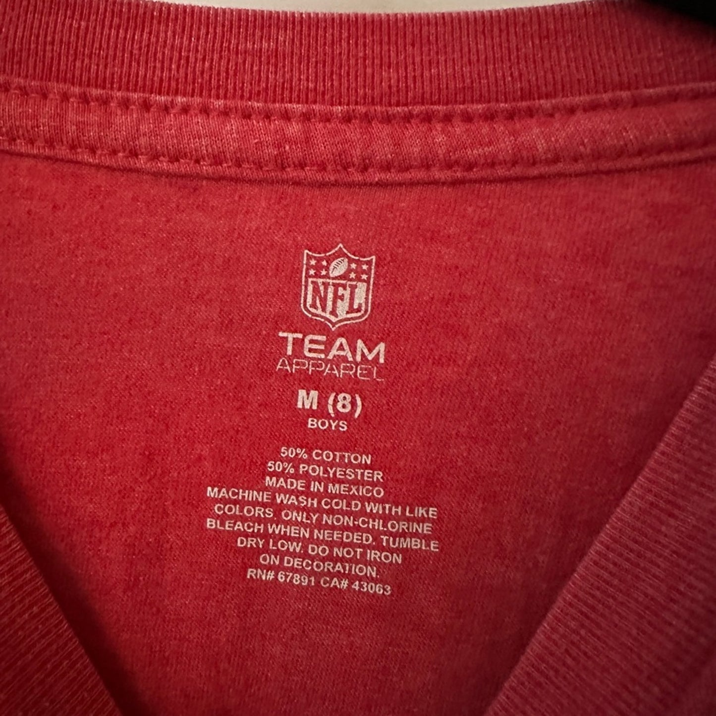 NFL brand 49ers red graphic long sleeve tee size 8