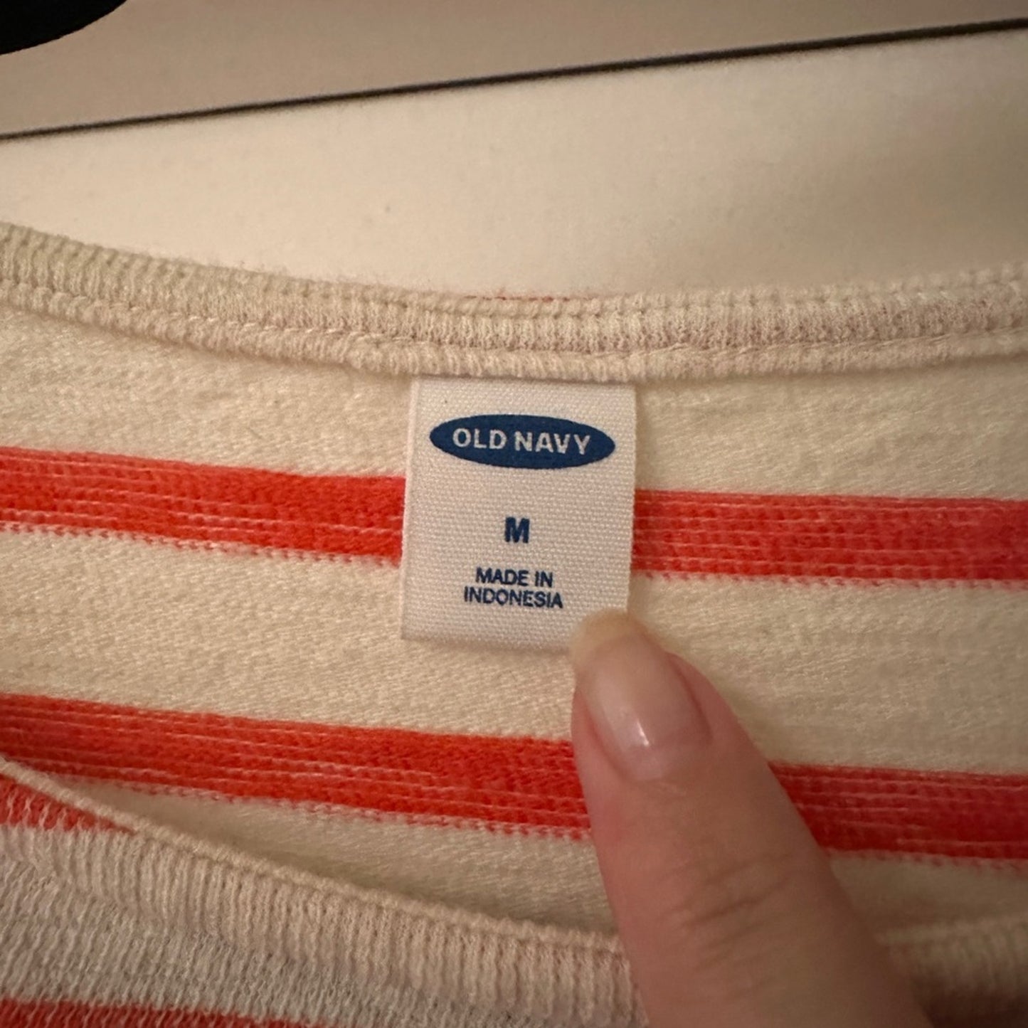 Old Navy Micro French Terry orange and white striped ss tee shirt size medium