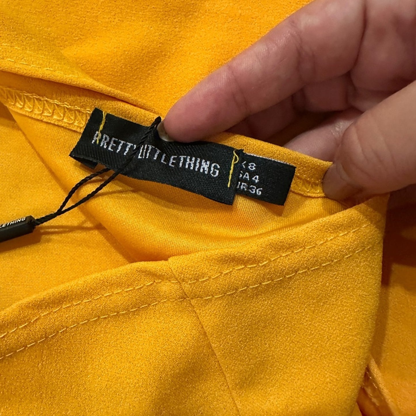 NWT prettylittlething bright yellow draped one shoulder midi dress size 4