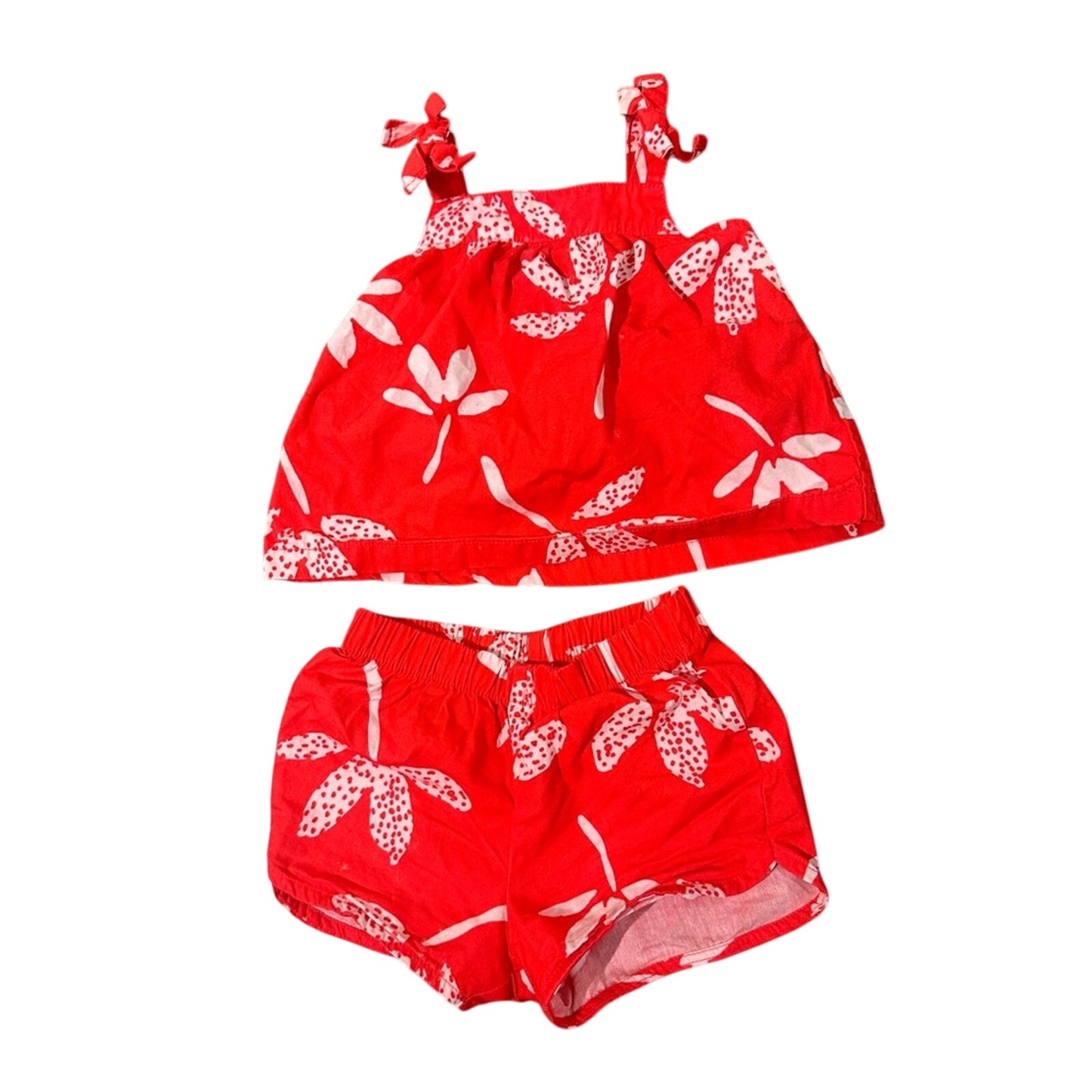 Adorable carters red and white tropical tree print set