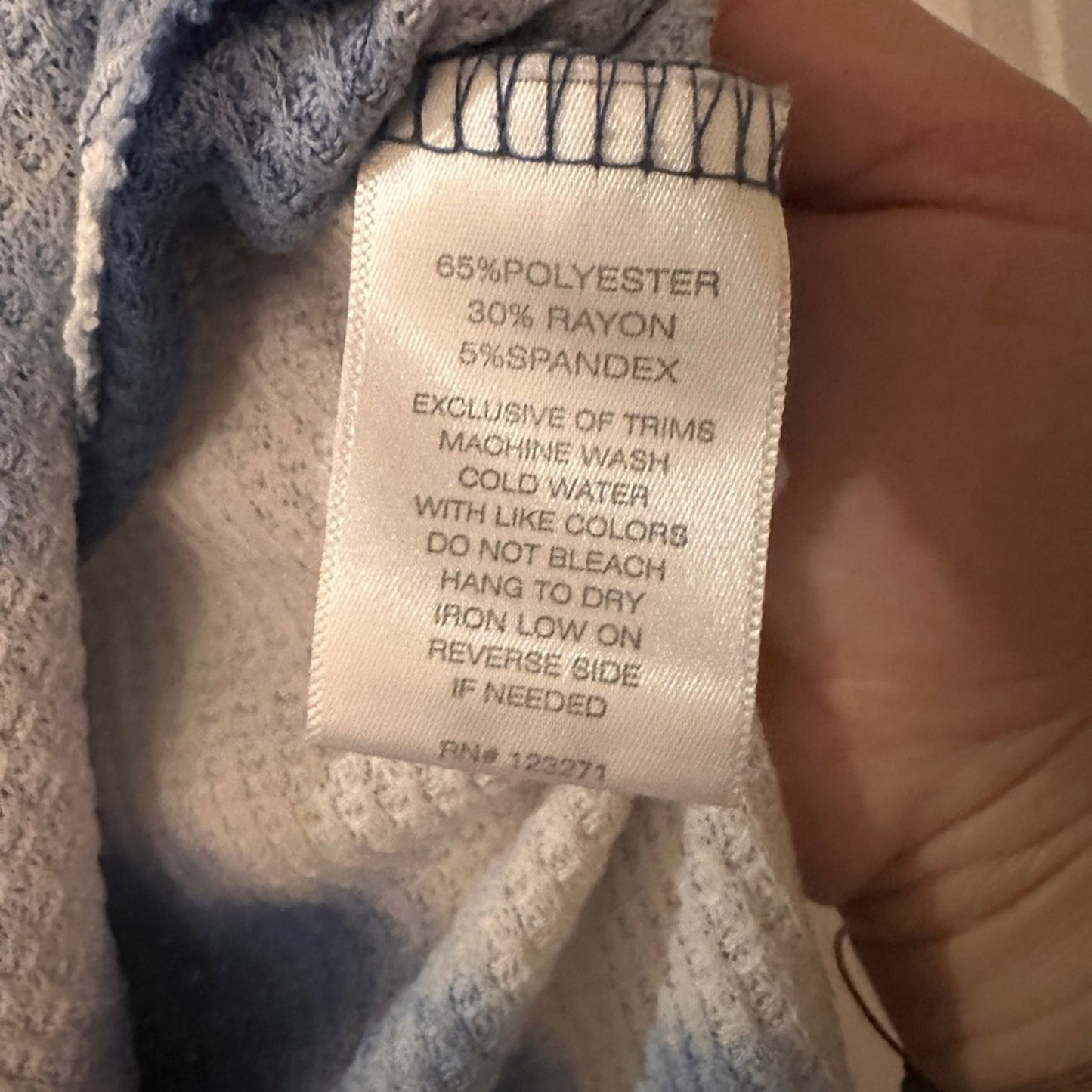 Wishful Park blue and white tie dye thermal waffle knit top size XL