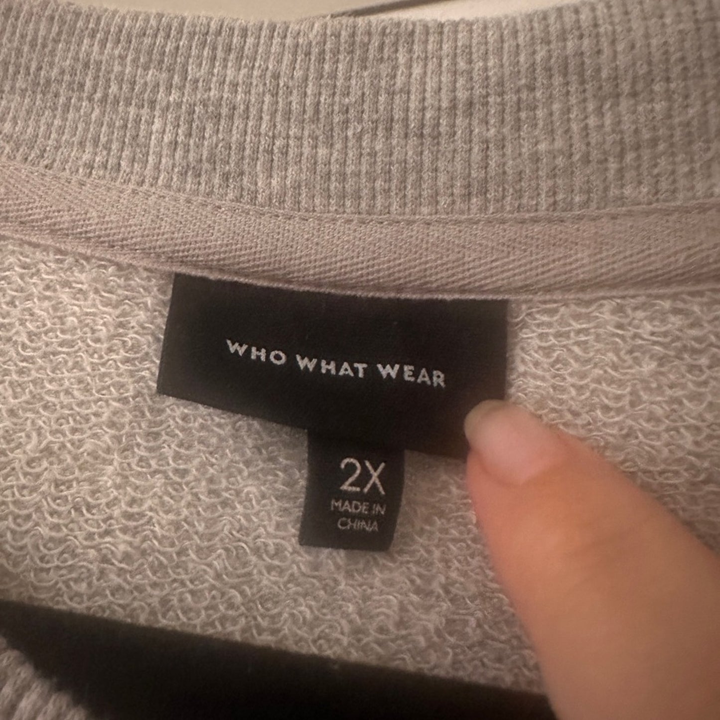 Who What Wear grey and cream color block lightweight terry sweatshirt size 2X