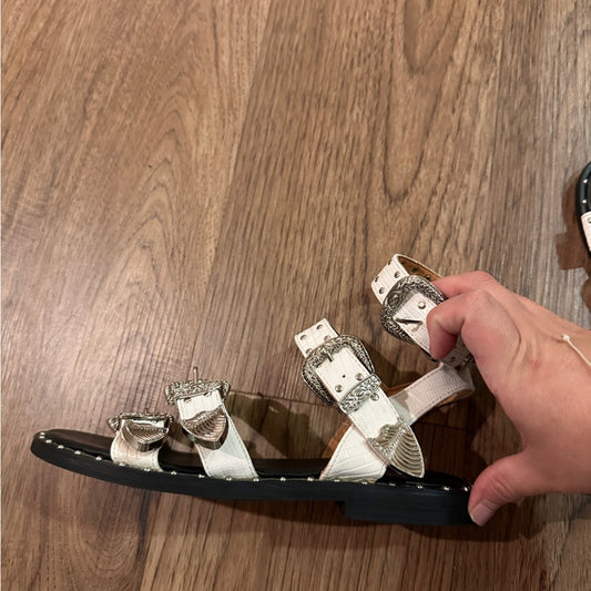 Julestyl’ white and black and silver western inspired sandals size 37/7