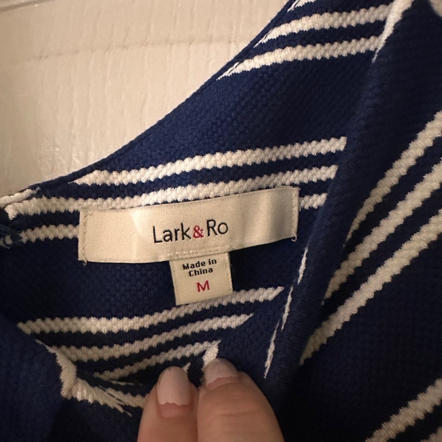 Lark & Ro Navy and white striped dress size medium