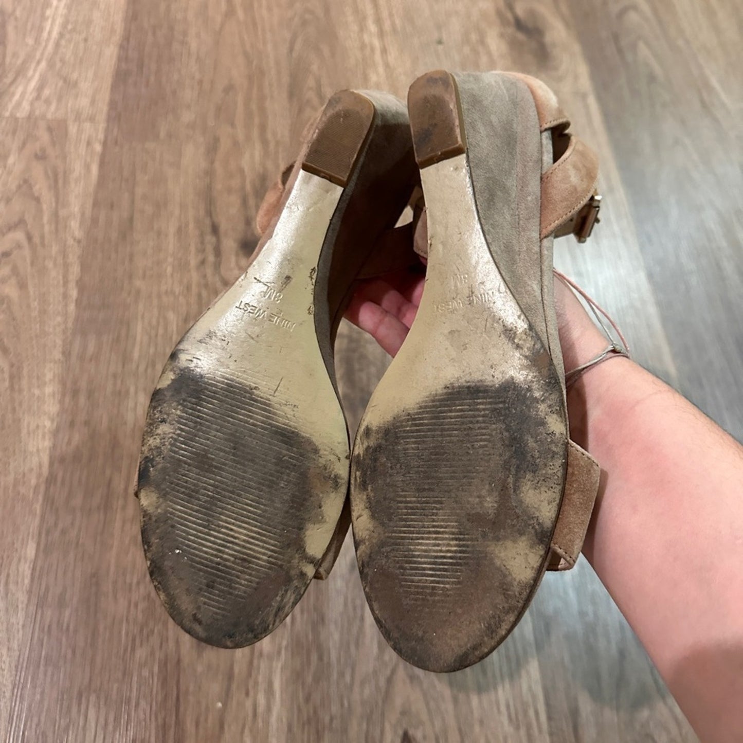Nine West leather suede platform sandals size 8