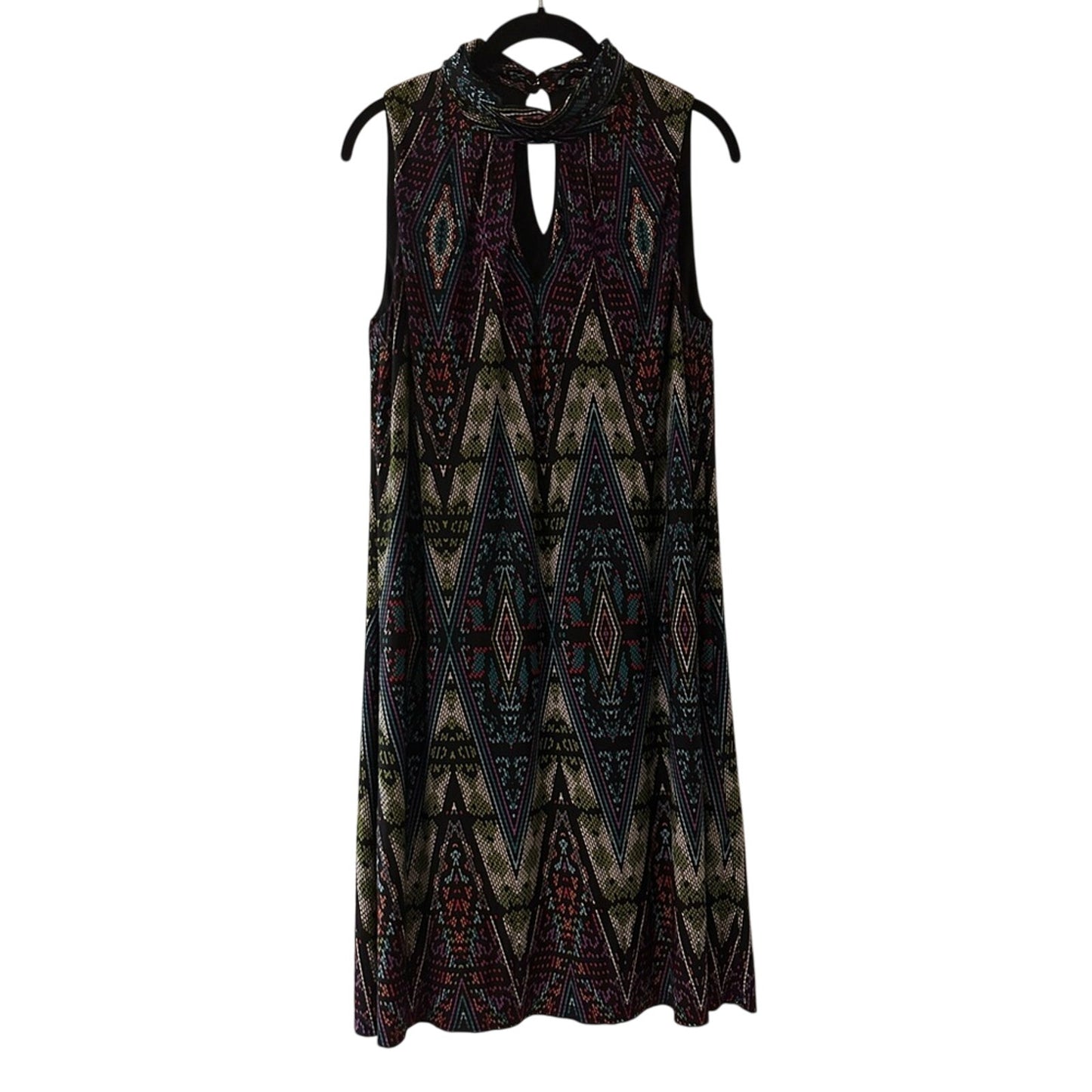 🍷London Times multicolor tribal diamond print sleeves dress size 10