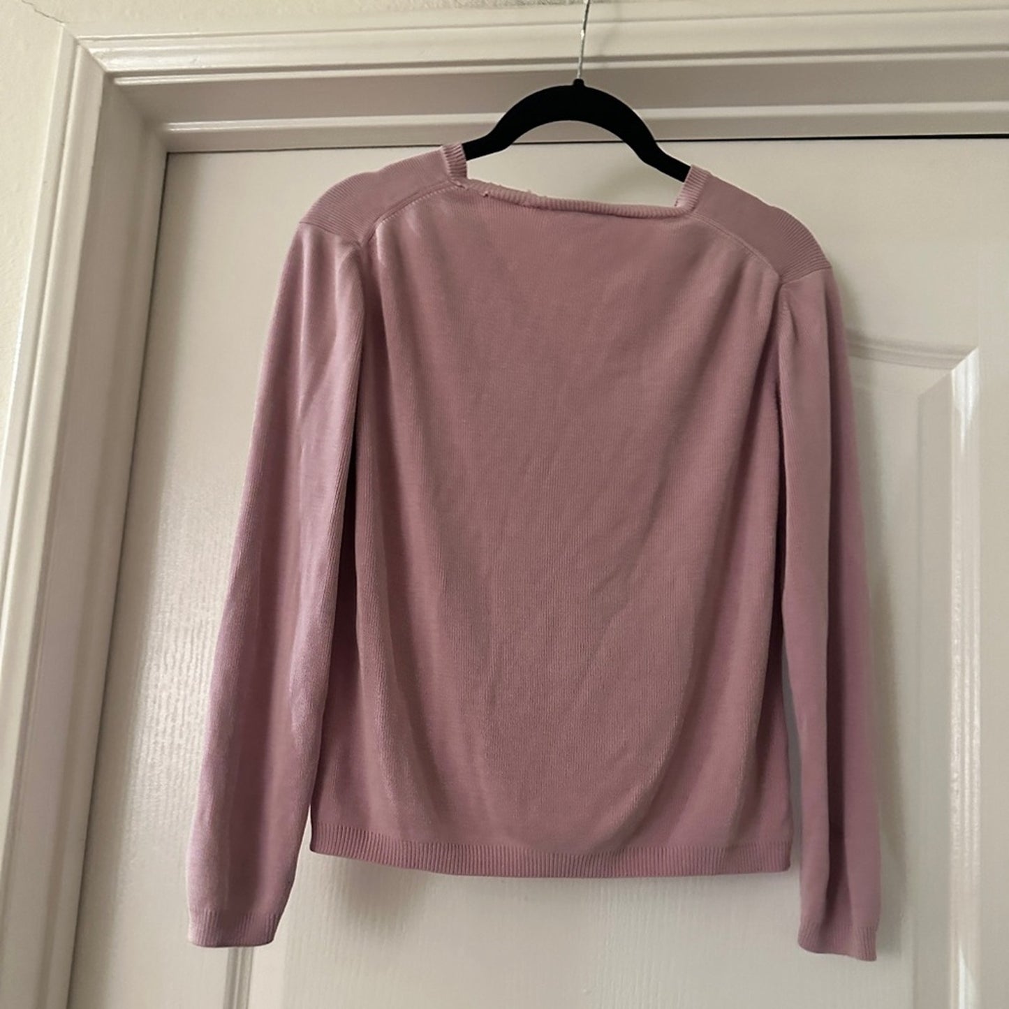 Ann Taylor retail black label 100% silk mauve ribbed knit size medium