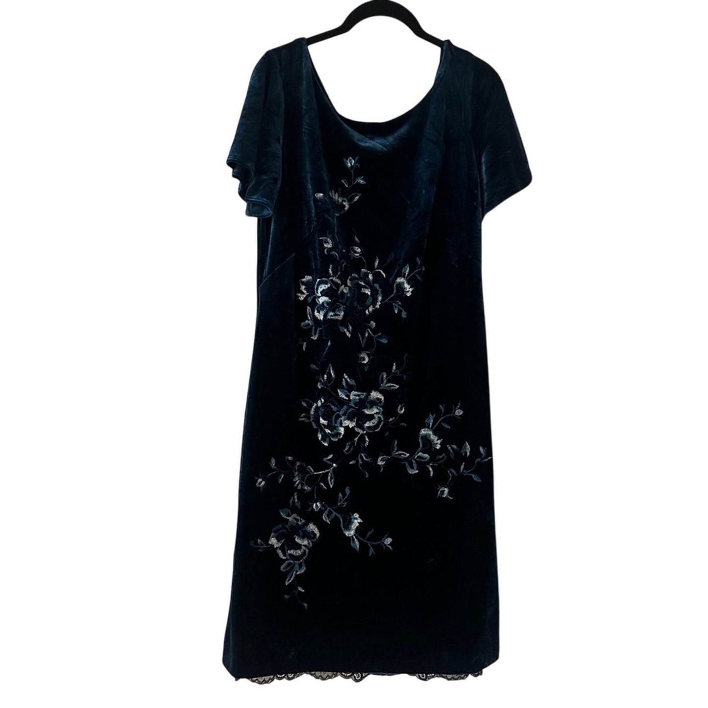 White house black market dark turquoise velvet dress size medium
