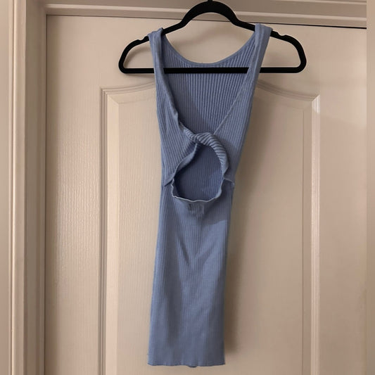 🐈⬛Princess Polly blue ribbed knit body con mini dress size 4