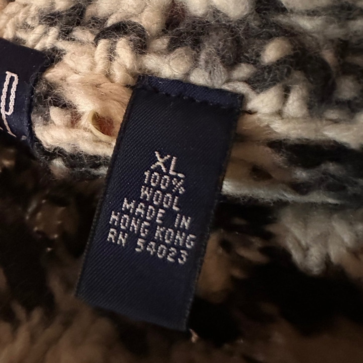 🍷GAP black and white knit 100% wool turtleneck sweater size XL