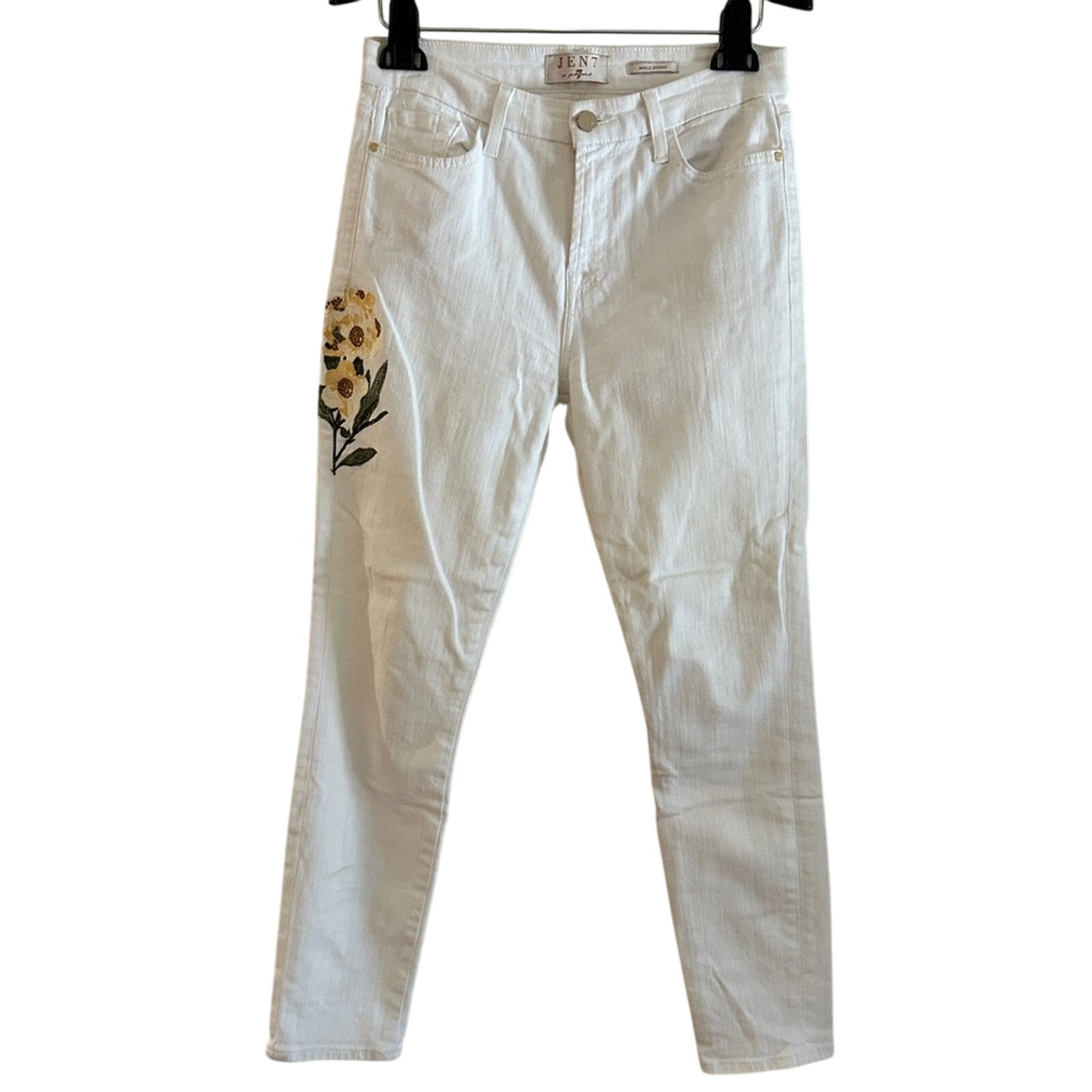 🍷Jen 7 by Sevens Jeans white mid rise ankle skinny jeans size 4