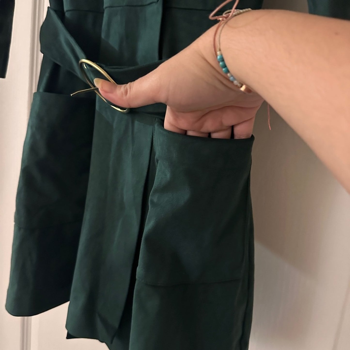 Zara Green faux suede playsuit size XS