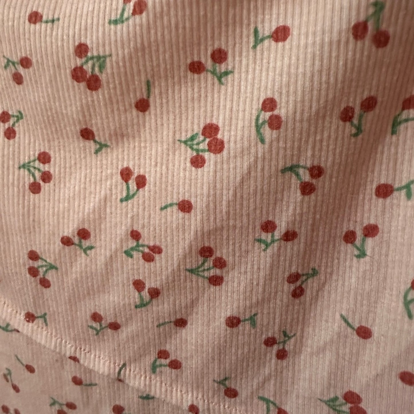 🐈⬛WhiteFox pink cherry printed ribbed knit strapless dress size medium