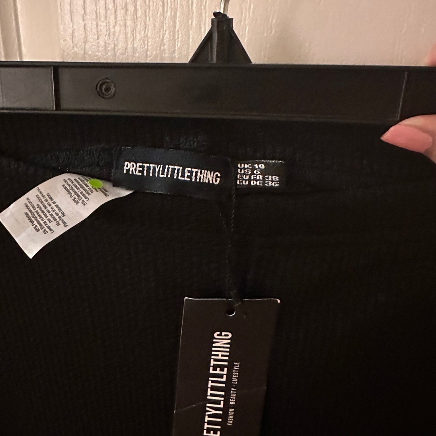 NWT Prettylittlething black ribbed knit cut out leggings size 10