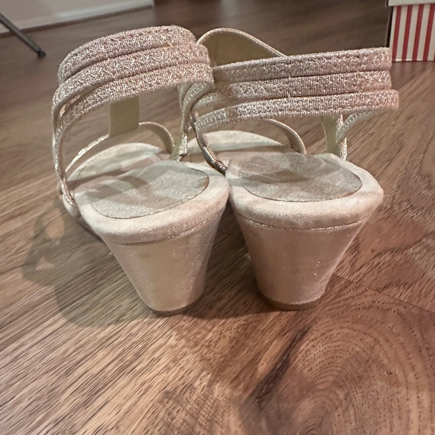 New York transit champagne embellished sling back sandals size 9.5 , new in box