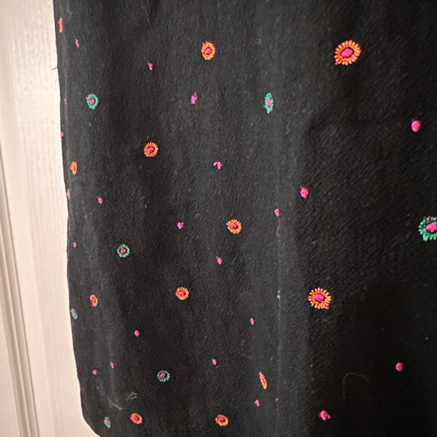 & other stories black linen blend embroidered dress size 4
