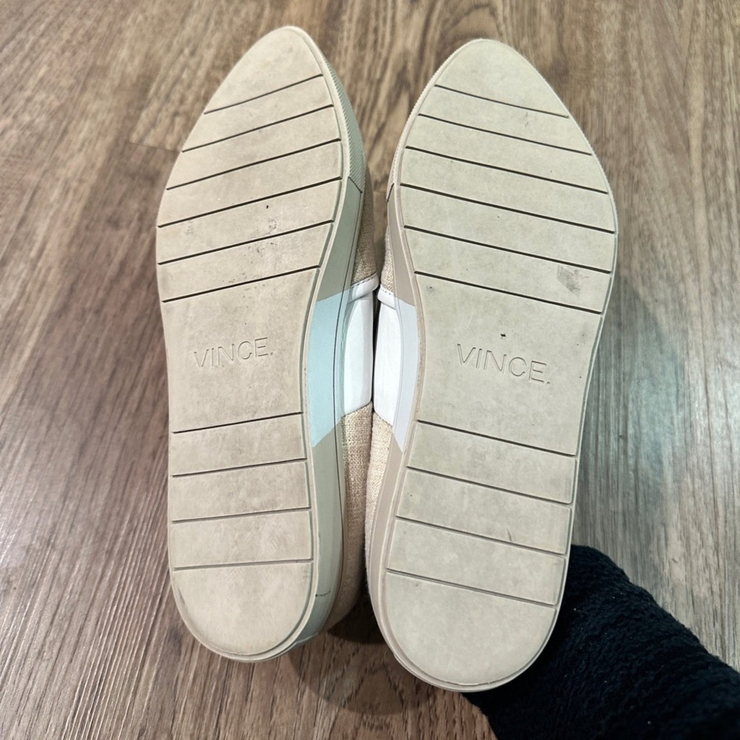 Vince slide on pointed toed beige canvas oxfords size 5.5