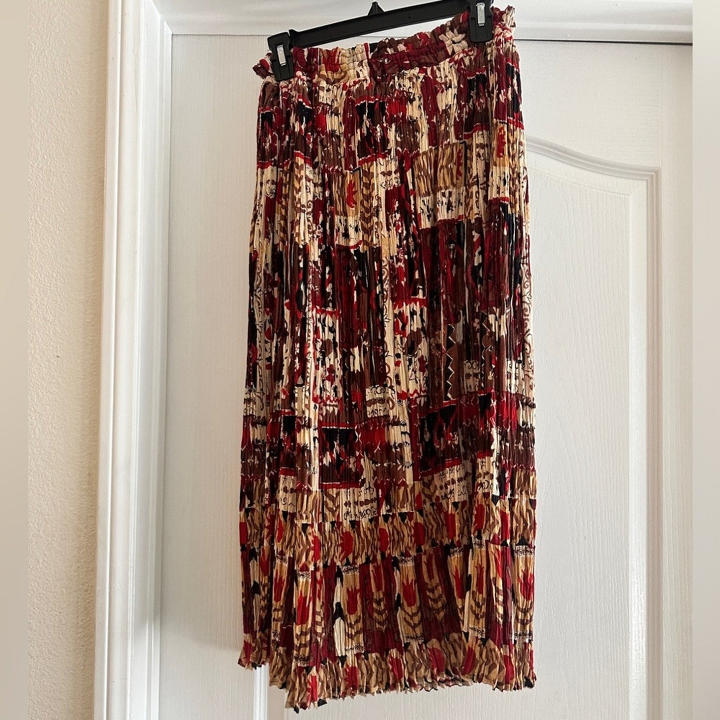 Vintage cotton gauze Indian block print skirt, one size petite length