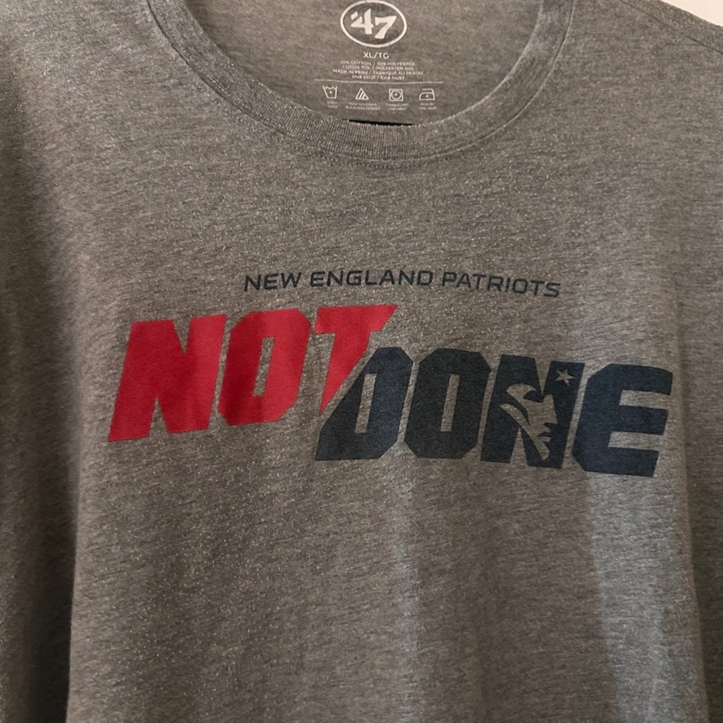 New England Patriots not done graphic tee shirt size XL