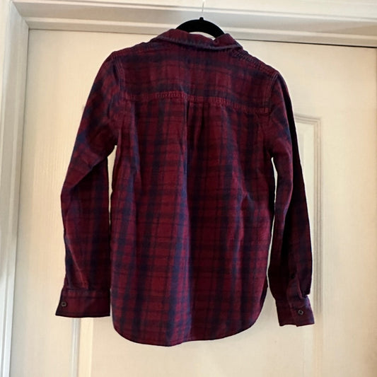 Madewell red and navy plaid flannel henley zip collared shirt size XS