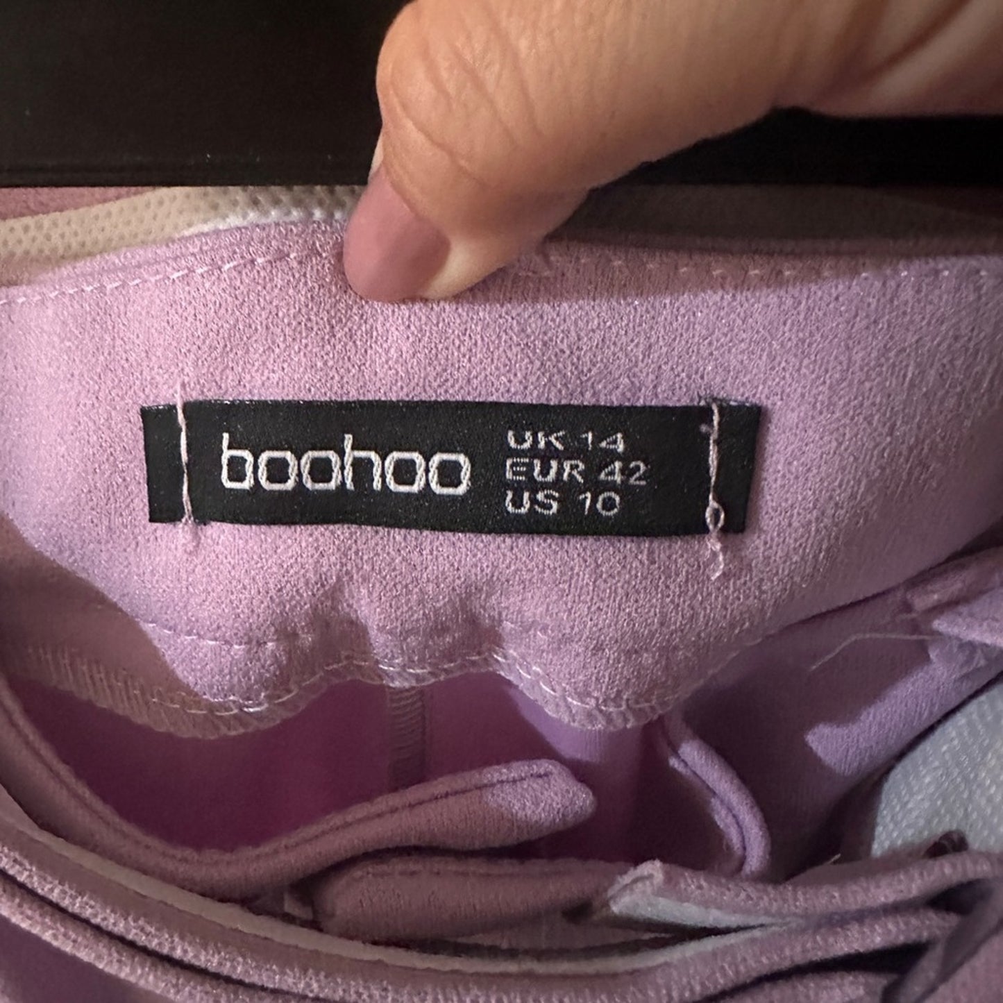 Boohoo lavender trousers with belt size 10