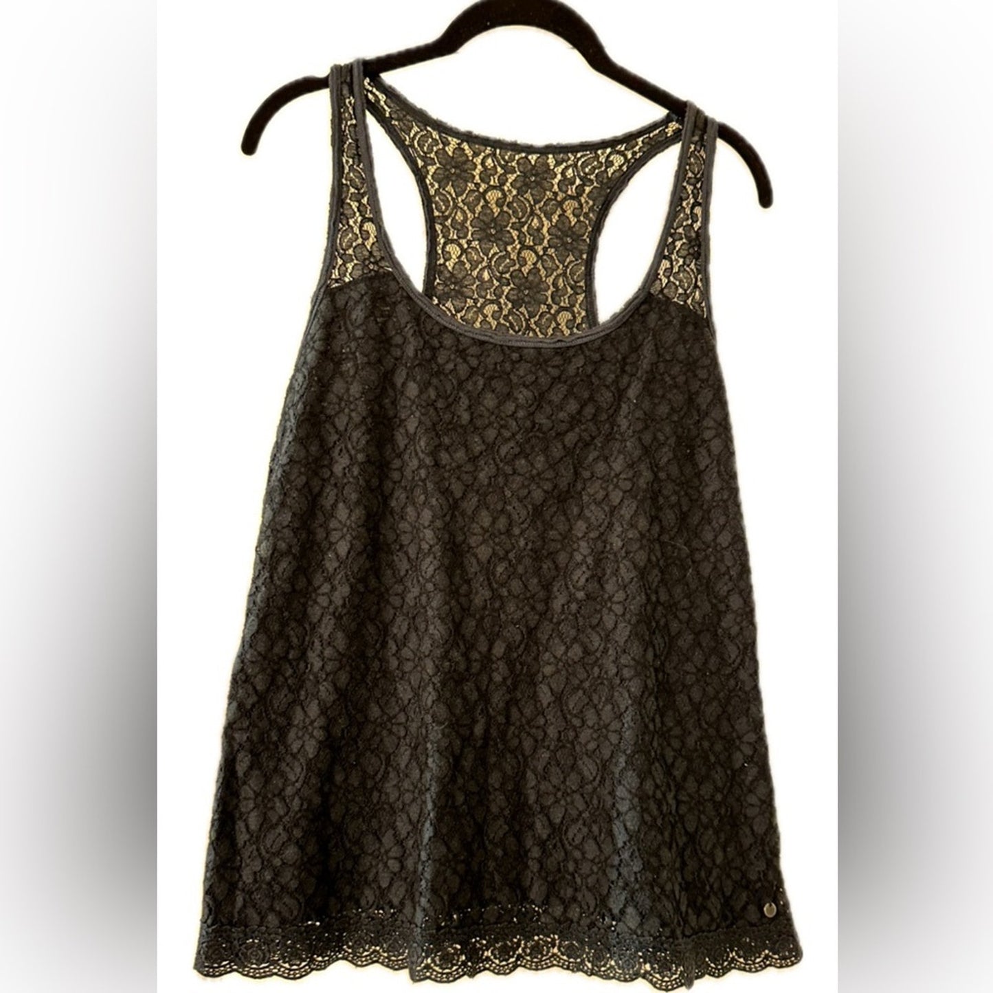 Abercrombie & Fitch Lace Racerback Tank Top in Navy Size Large