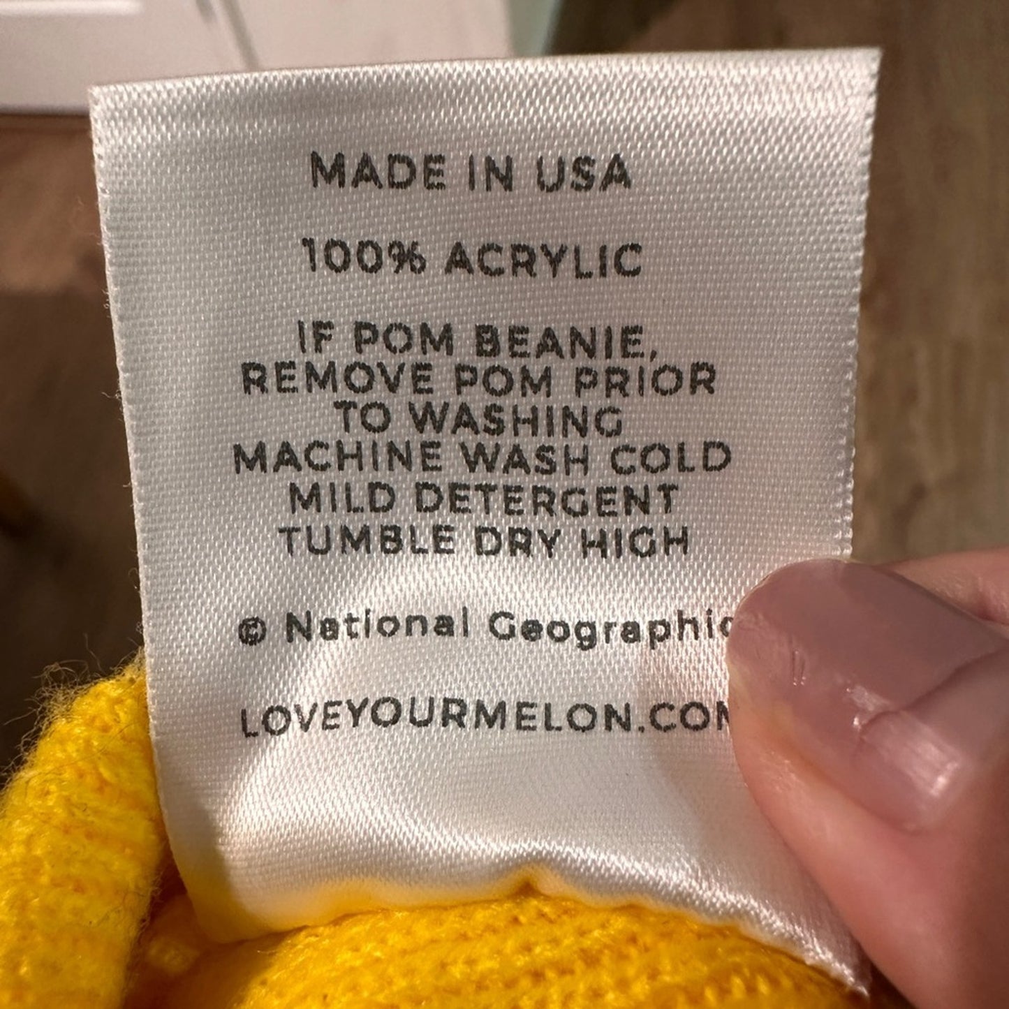 National Geographic yellow beanie