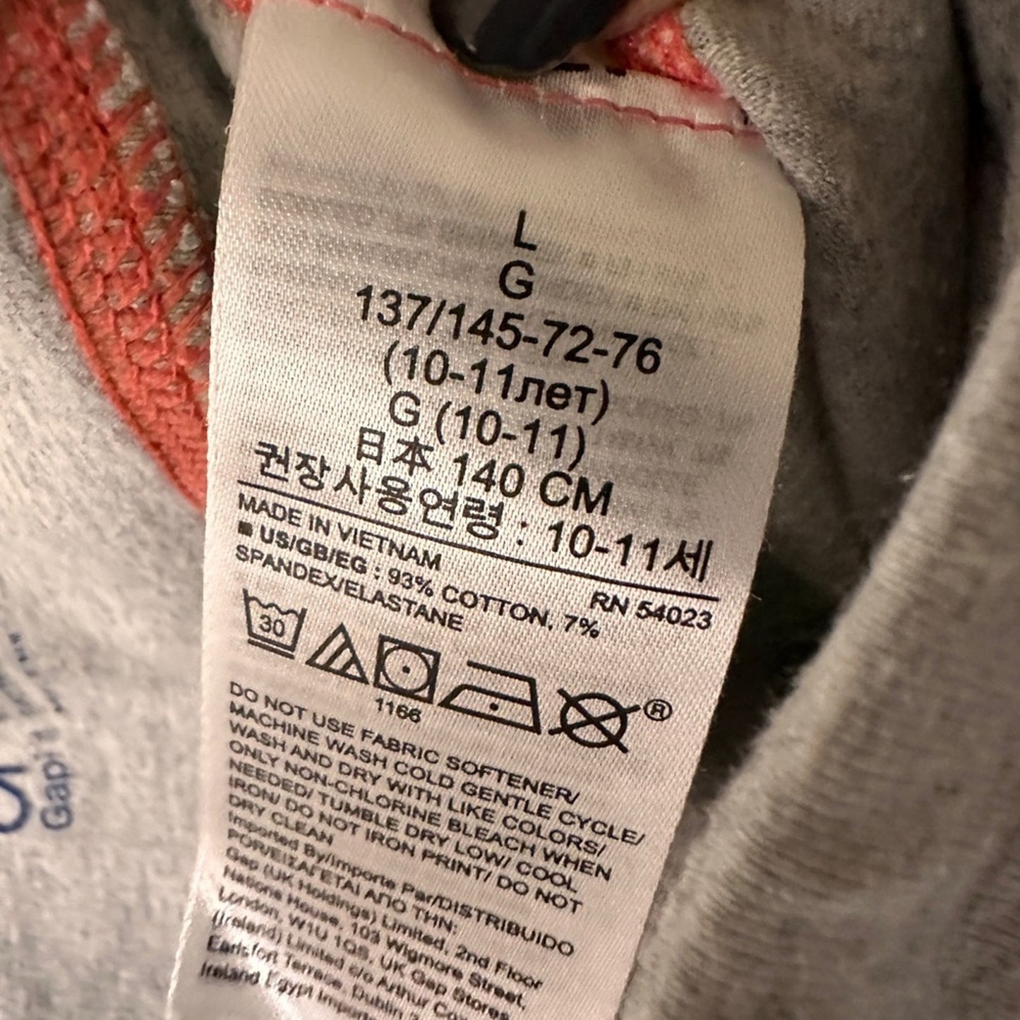 Gap fit grey and white girls leggings size large
