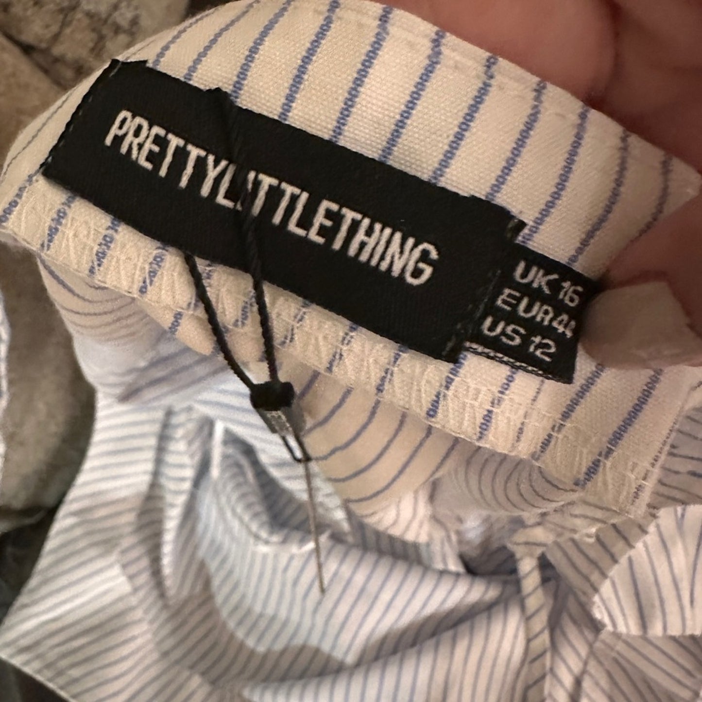 NWT Prettylittlething blue and white contrasting stripe cami top size 12
