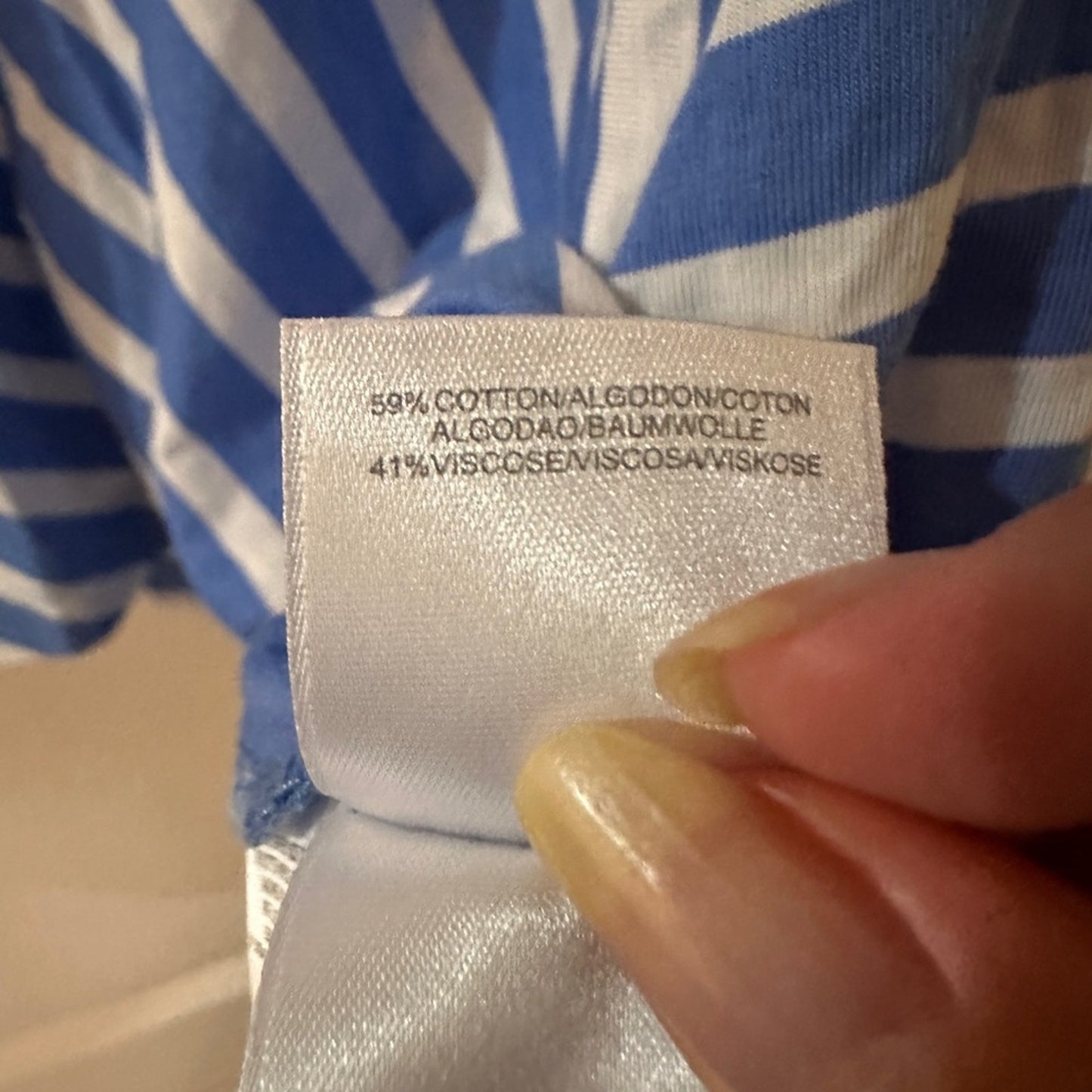 🍷Jones New York blue and white striped long sleeve tee shirt size 1X