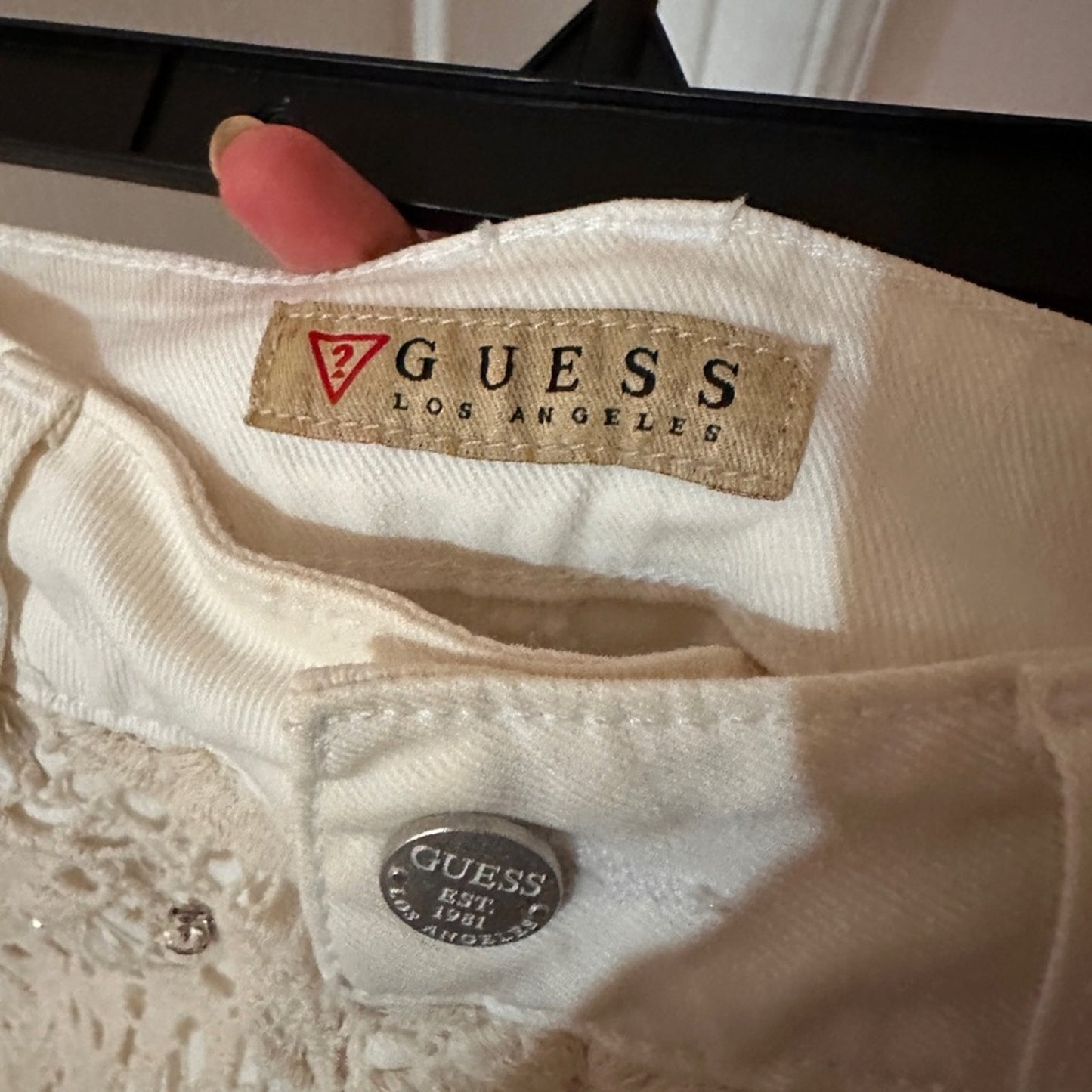 Guess crochet overlay denim shorts size 24