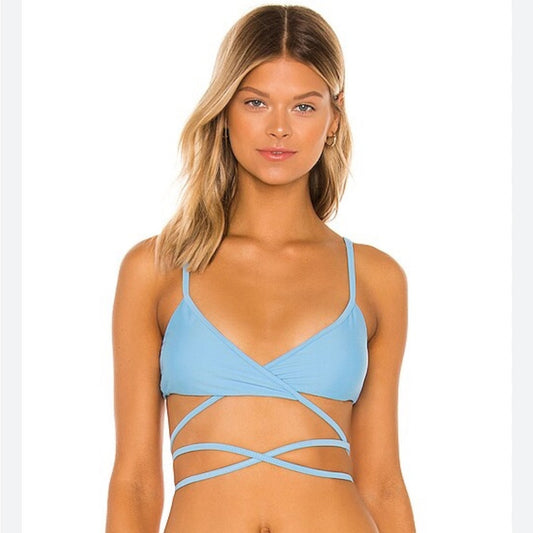 NWT Lovers + Friends blue bikini top size medium