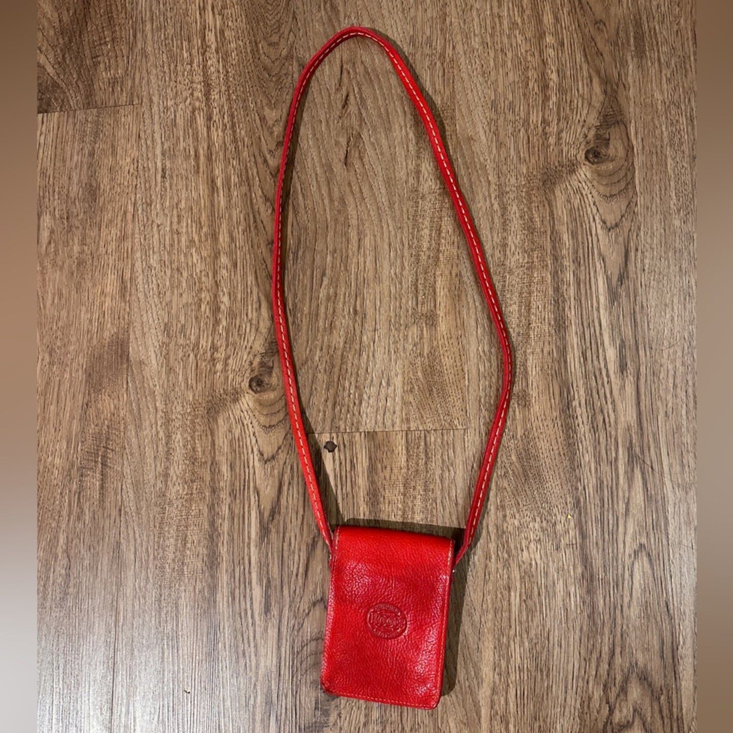 Roots Red Leather Crossbody Bag