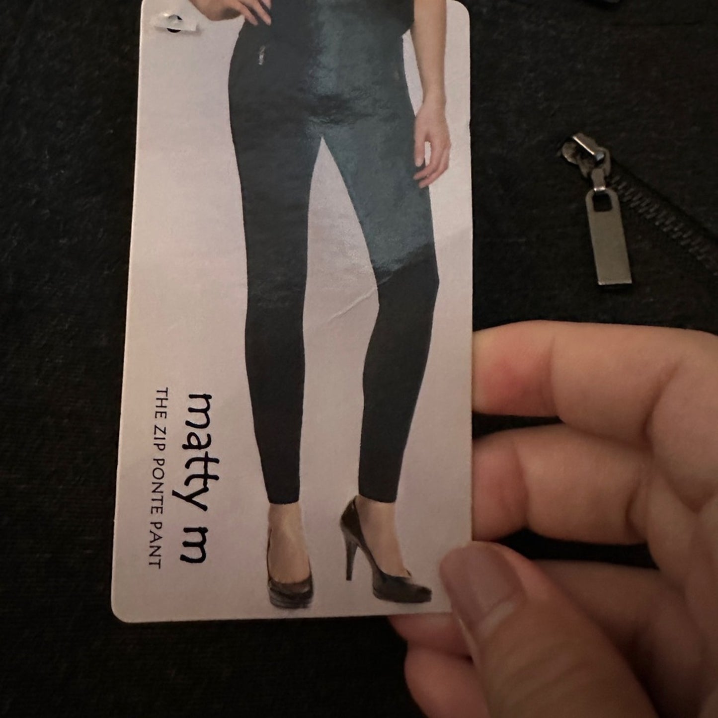 NWT Marty M dark grey zip ponte pant size medium