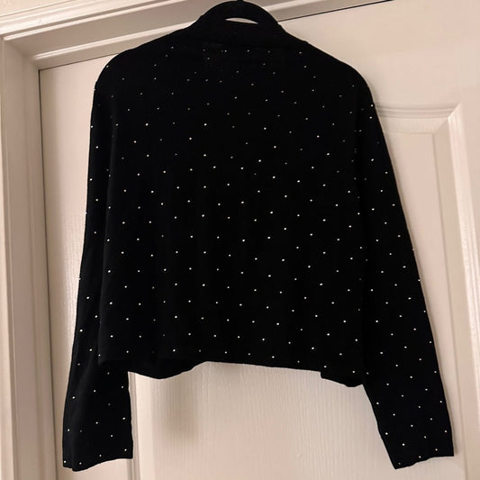 Calvin Klein black knit rhinestone cardigan