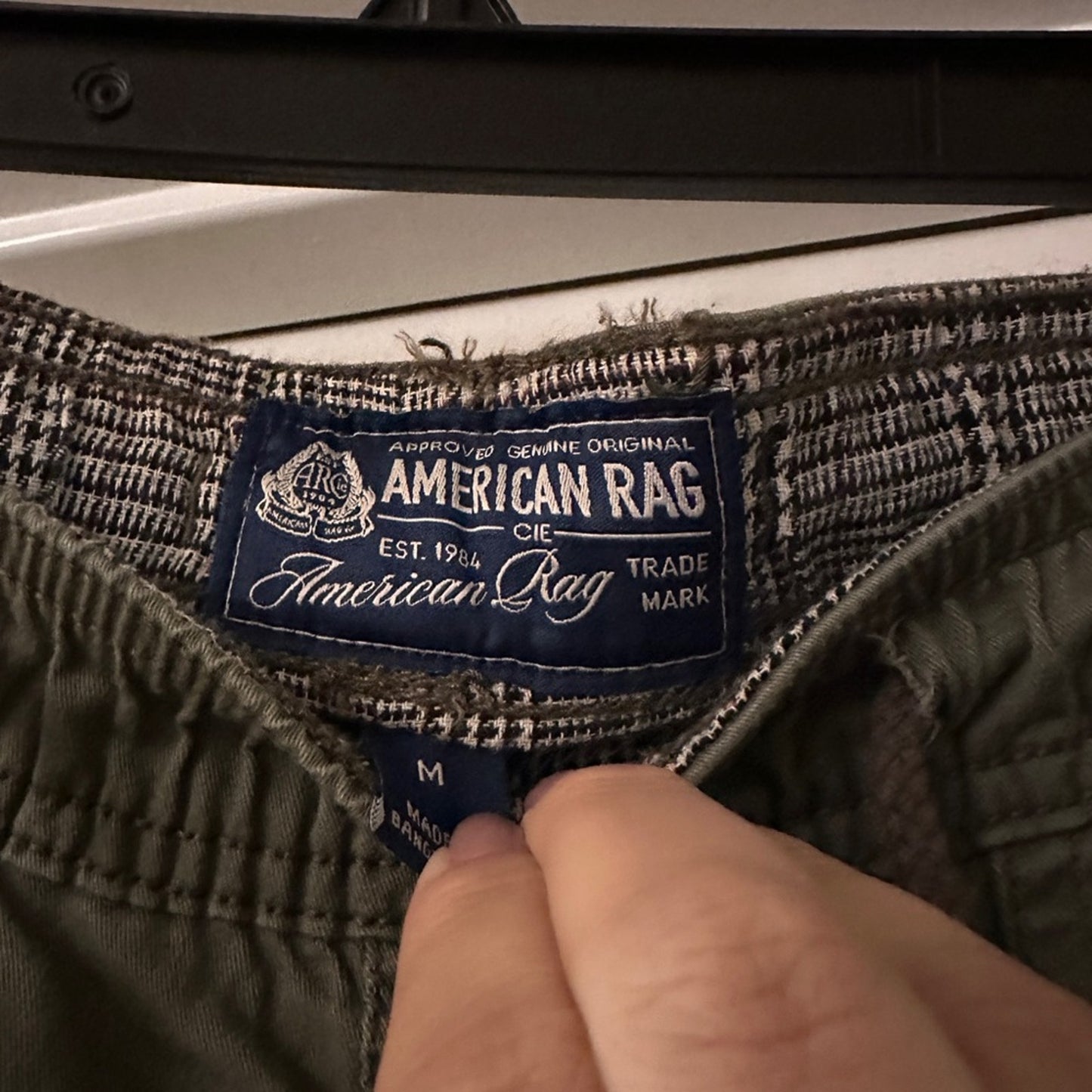 American Rag army green patchwork cargo drawstring pants size medium