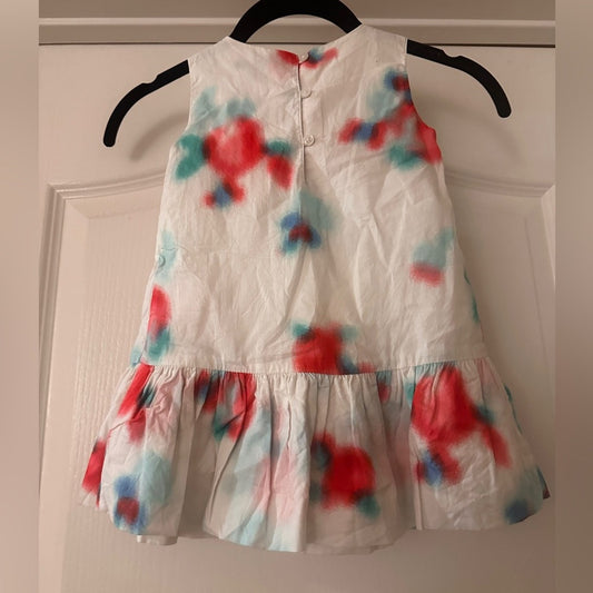 Baby gap 100% cotton white blue and red abstract print tank dress size 2t
