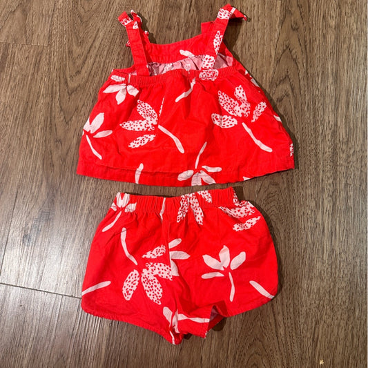 Adorable carters red and white tropical tree print set