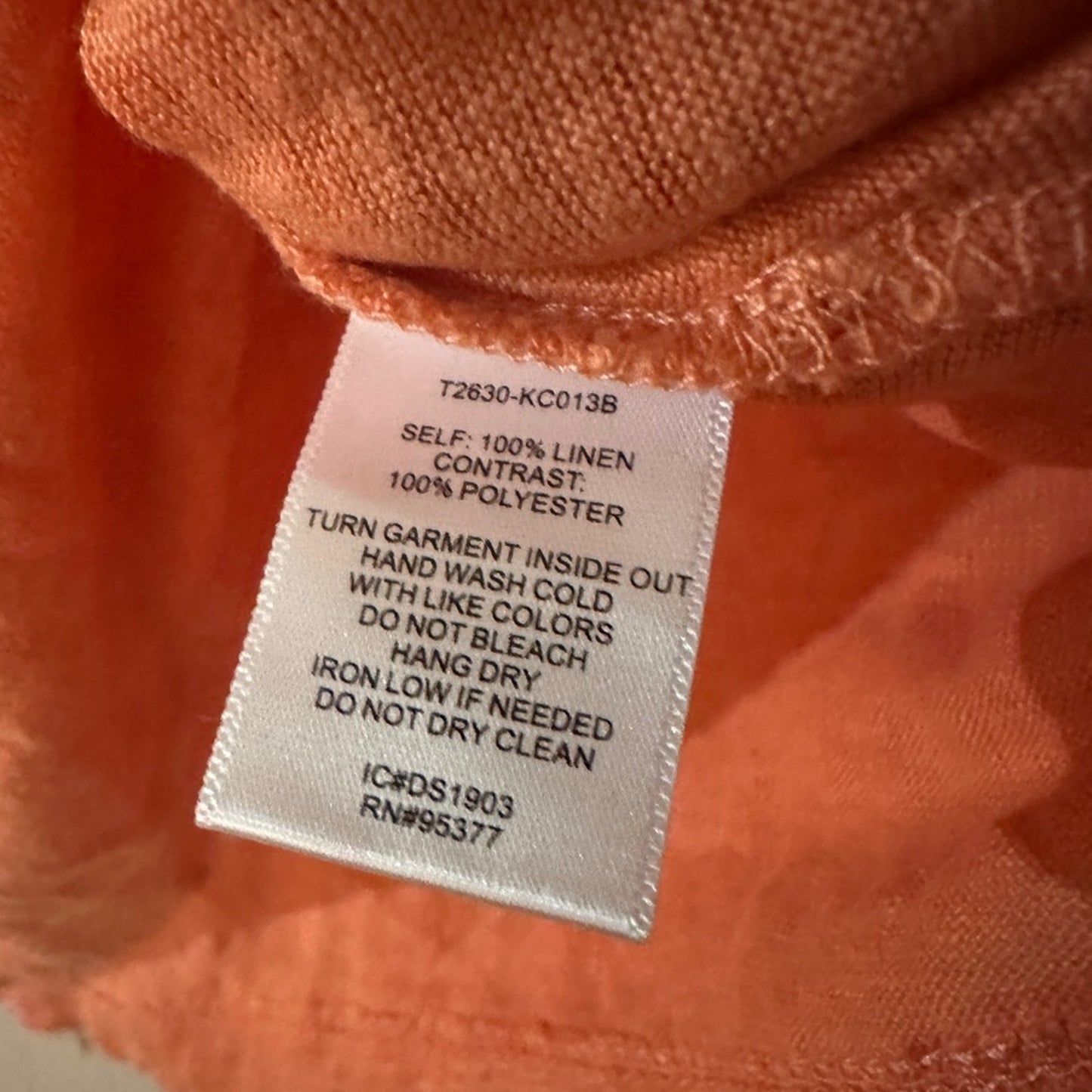 Sanctuary 100% linen orange sleeveless top size small